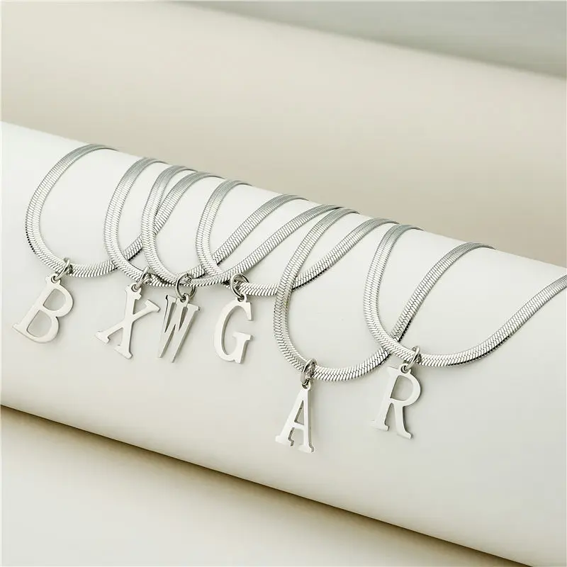 Stainless steel Letter Choker for Women Snake Chain Initial Clavicle Necklace Waterproof Wholesale dropshipping