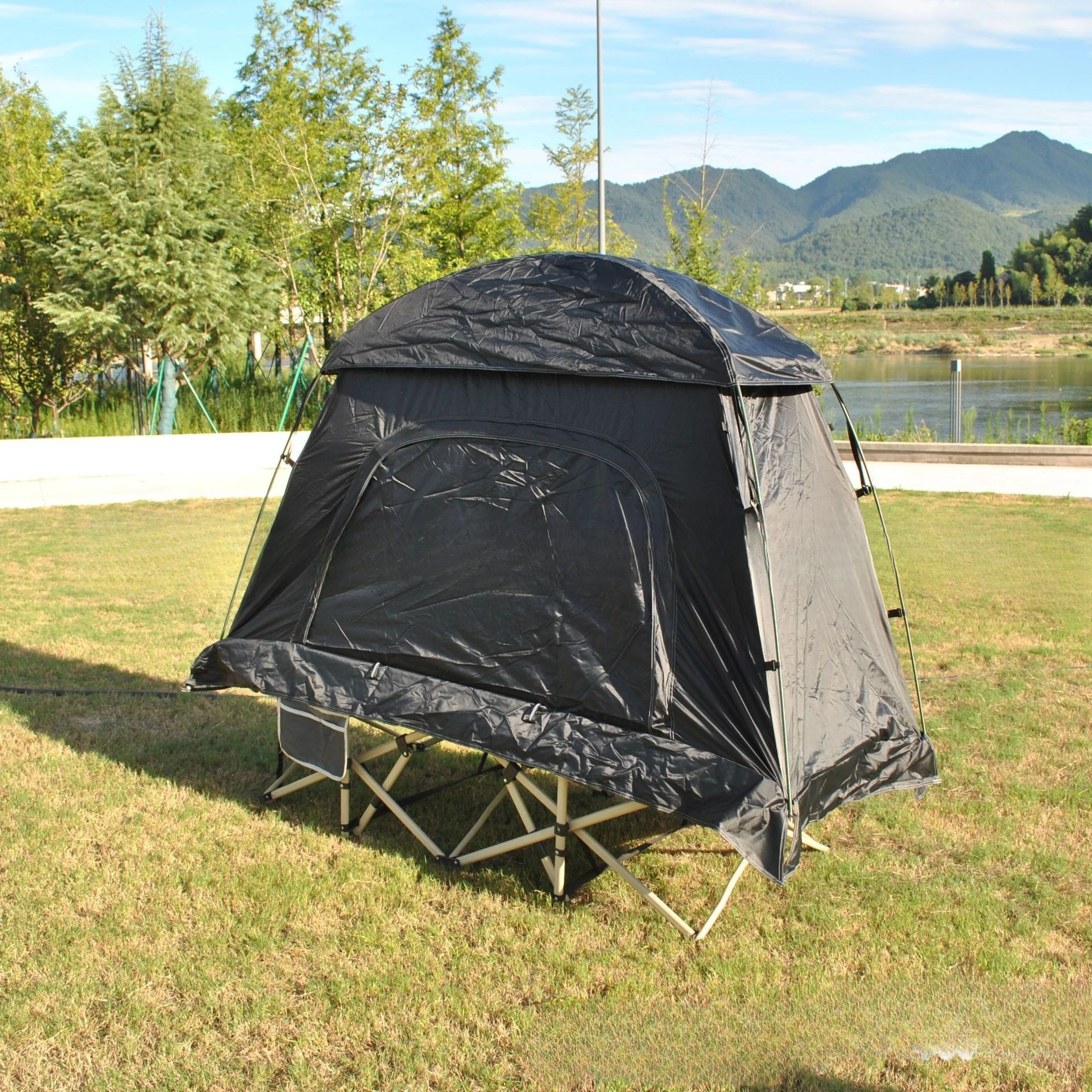 

Rainproof ground tent, camp bed tent, folding camping tent with foyer, individual tent