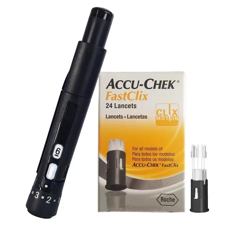 Accu-chek FastClix Lancet 120 عدد Lancets (عبوة من 5) ورق اختبار جلوكوز الدم الألماني Yidong إبرة أخذ عينات الدم 24 صندوق