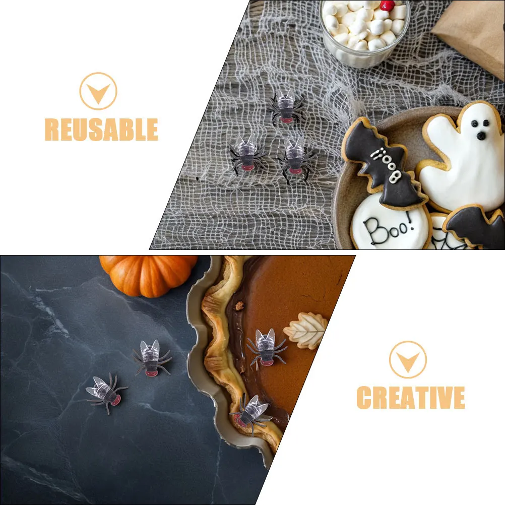 120 قطعة الذباب وهمية واقعية البلاستيك الارتفاع لجميع القديسين كذبة أبريل المزحة الزينة محاكاة البق الذباب وهمية