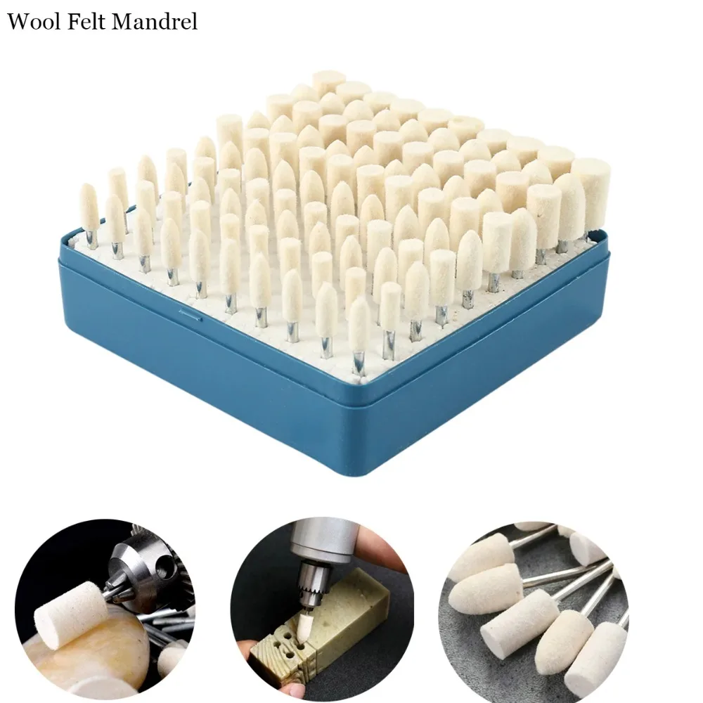 Wool Felt Polishing Burrs Rotary Tool Felt Buffing Bits Jewelry Watch Gold Silver Metal Mirror Polishing Grinding Accessories