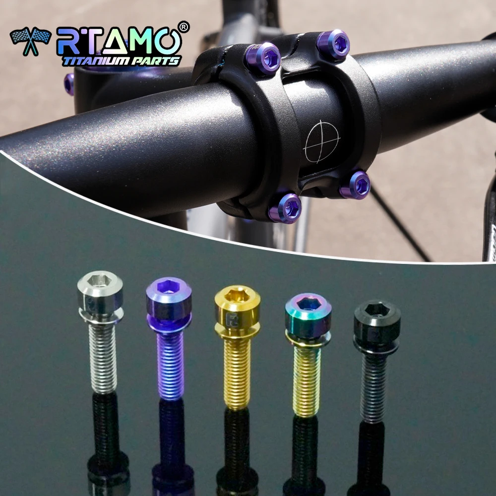 

RTAMO 6pcs/set Bicycle Stem Bolts M5X18 M5X20mm Titanium Handlebar Screw Road Bike MTB Bicycle Stem Riser Screws