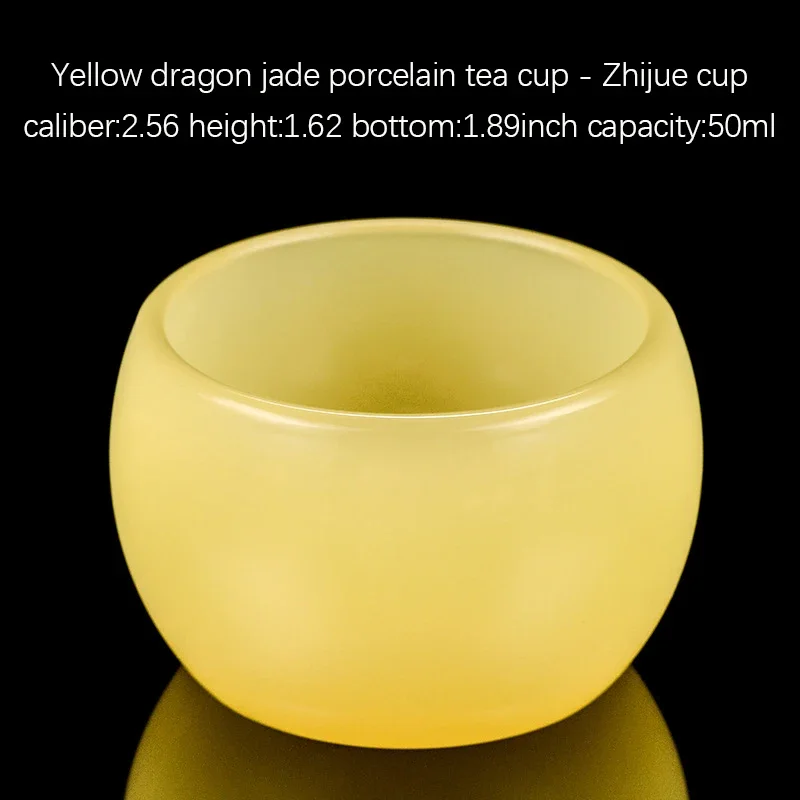 Yellow Dragon Jade Porcelain Teacup, Master Single Cup, Thickened Large Glass, Glass Tea Bowl, Kungfu Tea Set