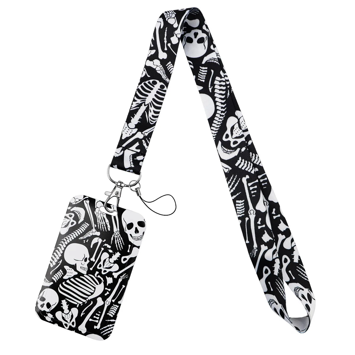 Human Skeleton Skull Retro Style Credential Holder Flowers Lanyards for Key Neck Strap For Card Badge Gym Keychain Keyring Gifts