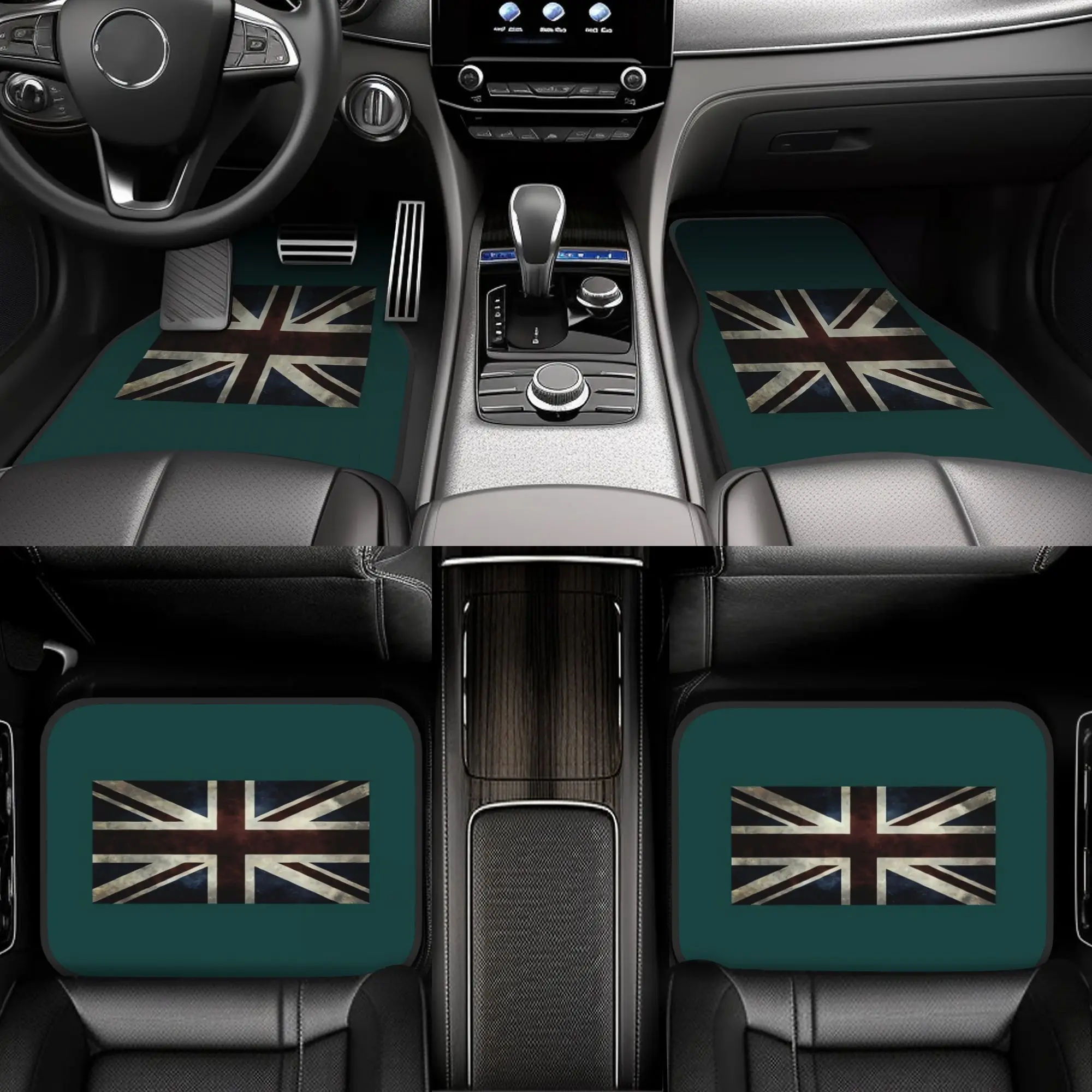 Set Of 4 Vintage-Style Union Jack Car Floor Mats, Made From Durable Polyester Fiber, Suitable For Vehicles, Perfect As Gifts, In
