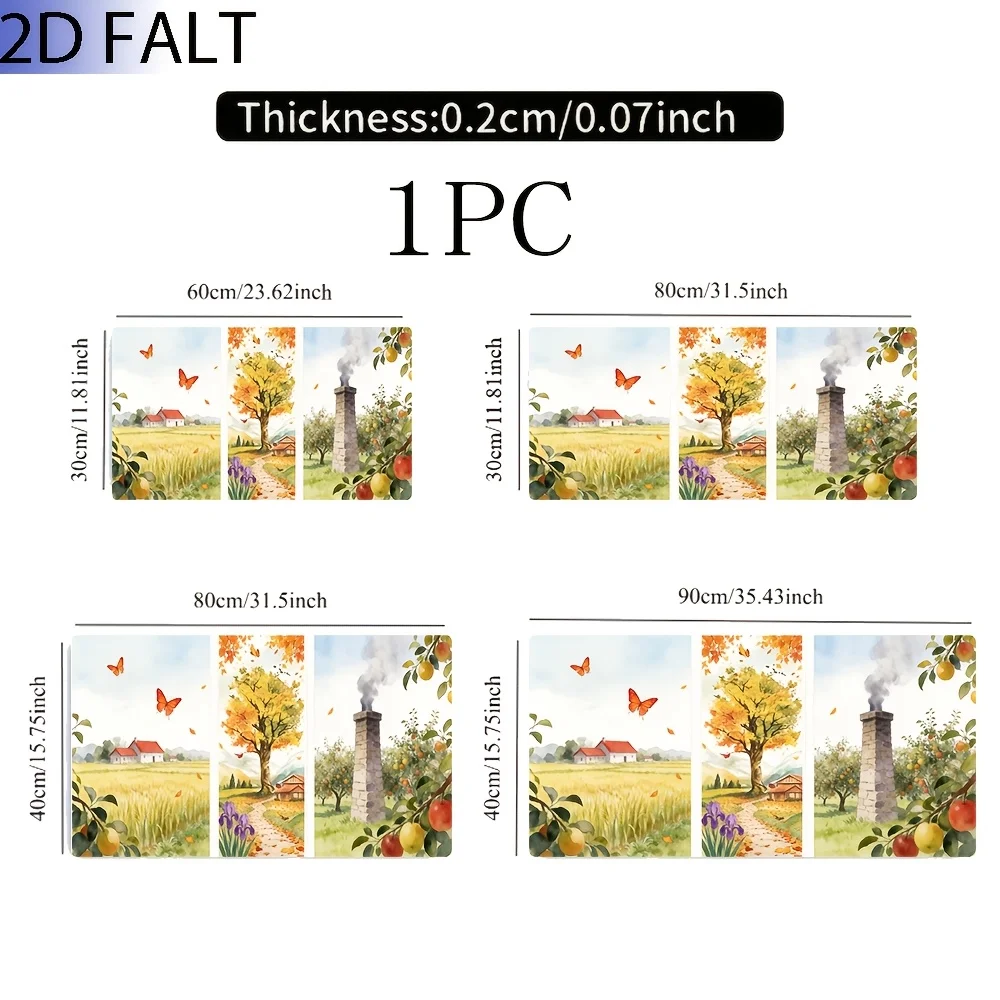 1PC Oversized, Non-Slip, Table Mat, Mouse Pad, Autumn Farm Watercolor, Suitable For PC, Desk And Family Use, Gifts For Men And Women Friends, Improve Desktop Comfort. Using High-Density Rubber Substrate, Stable And Non-Slip,