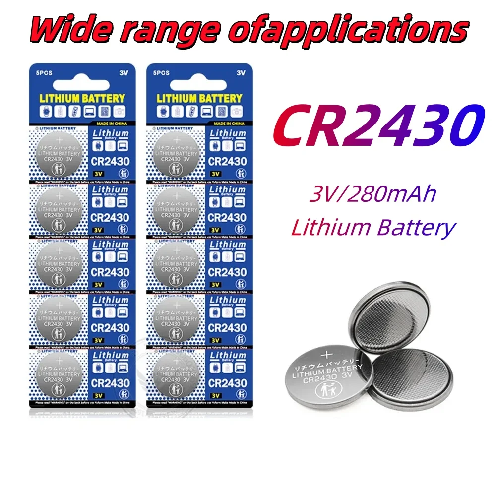 

NEW CR2430 3V Lithium Battery CR 2430 DL2430 BR2430 280mAh Button Coin Batteries for Key Fob Watch Alarm Clock Remote Control