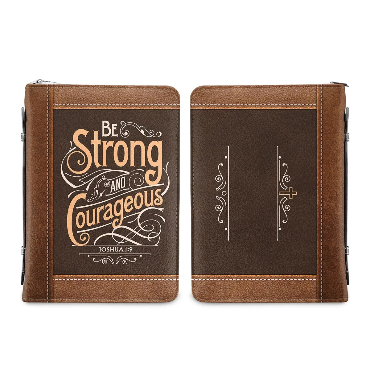 Be Strong And Courageous Joshua 1 9  Bible Vrese Print Ladies Leather Bible Cover High Quality Handle Bible Bags DIY Your Name