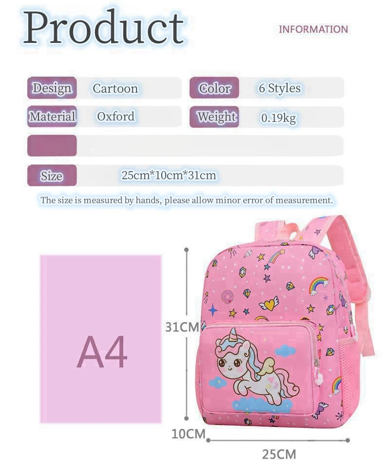 Unicorn Backpack for Children Cute Little Dinosaur Boy Backpack Cartoon Kindergarten Bag 2-5 Years Princess Bag