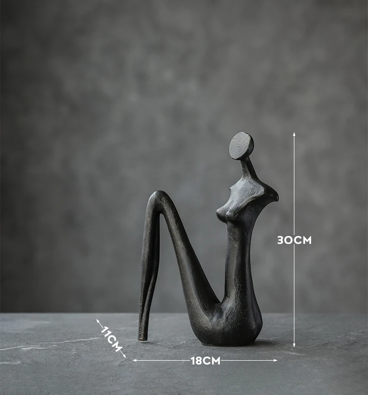 Accessories For Home Decoration Black Creative Abstract Handless Woman Metal Desktop Ornament Statue For Decoration Sculpture