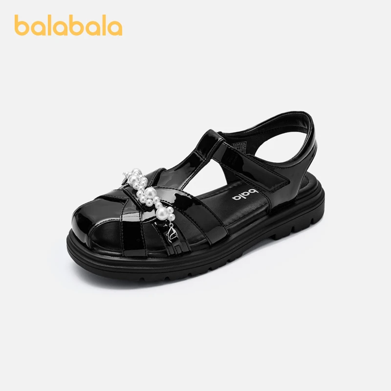 

Balabala Sandals Girls 2024 Summer New Shoes Beach Shoes Stylish Princess Shoes Artistic Fashionable Little Leather Shoes