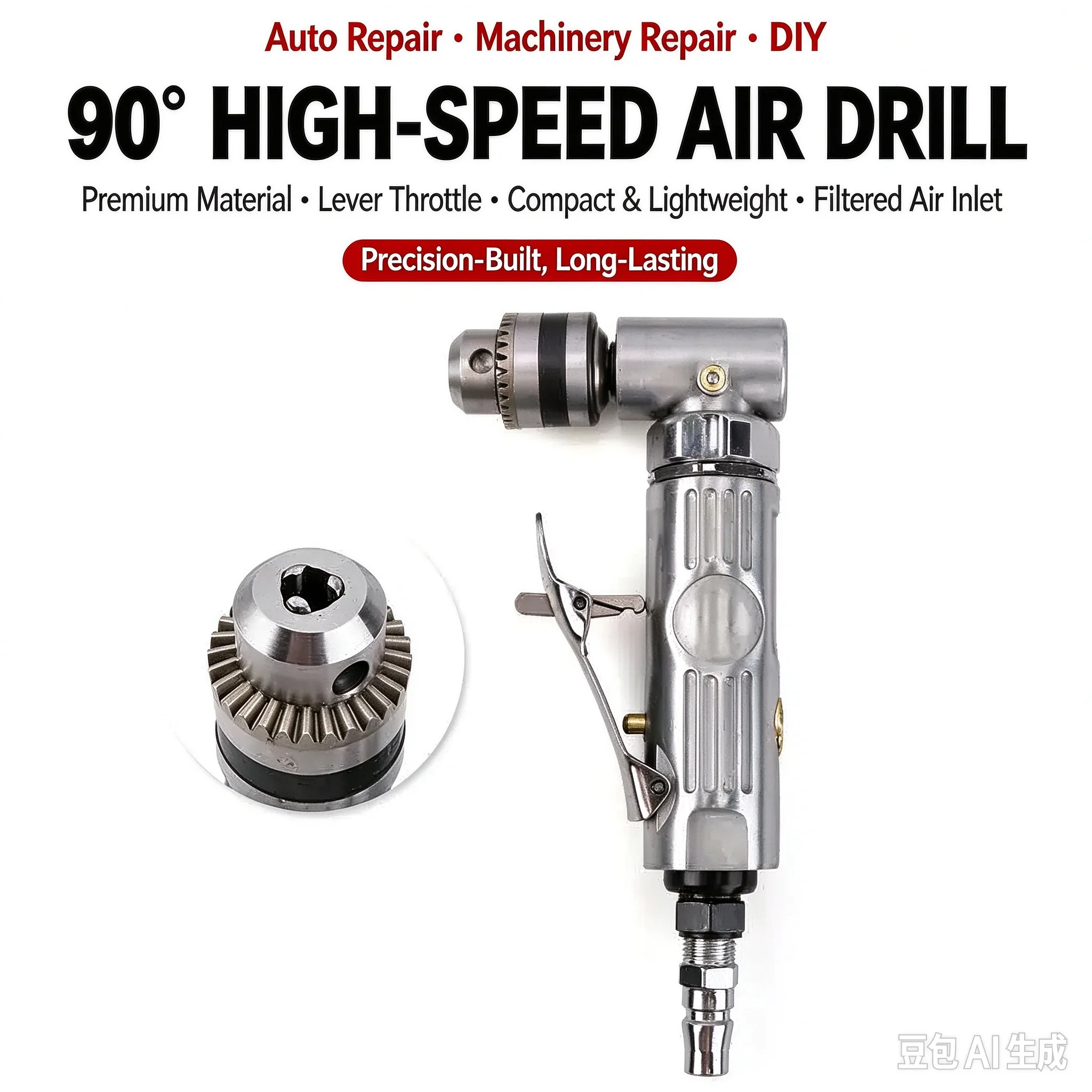 90degree Elbow Air Drilling 0.6-6.5mm Pneumatic Drill High Speed Right Angle Punchdrill Grinding Polisher Mill Engraving Machine