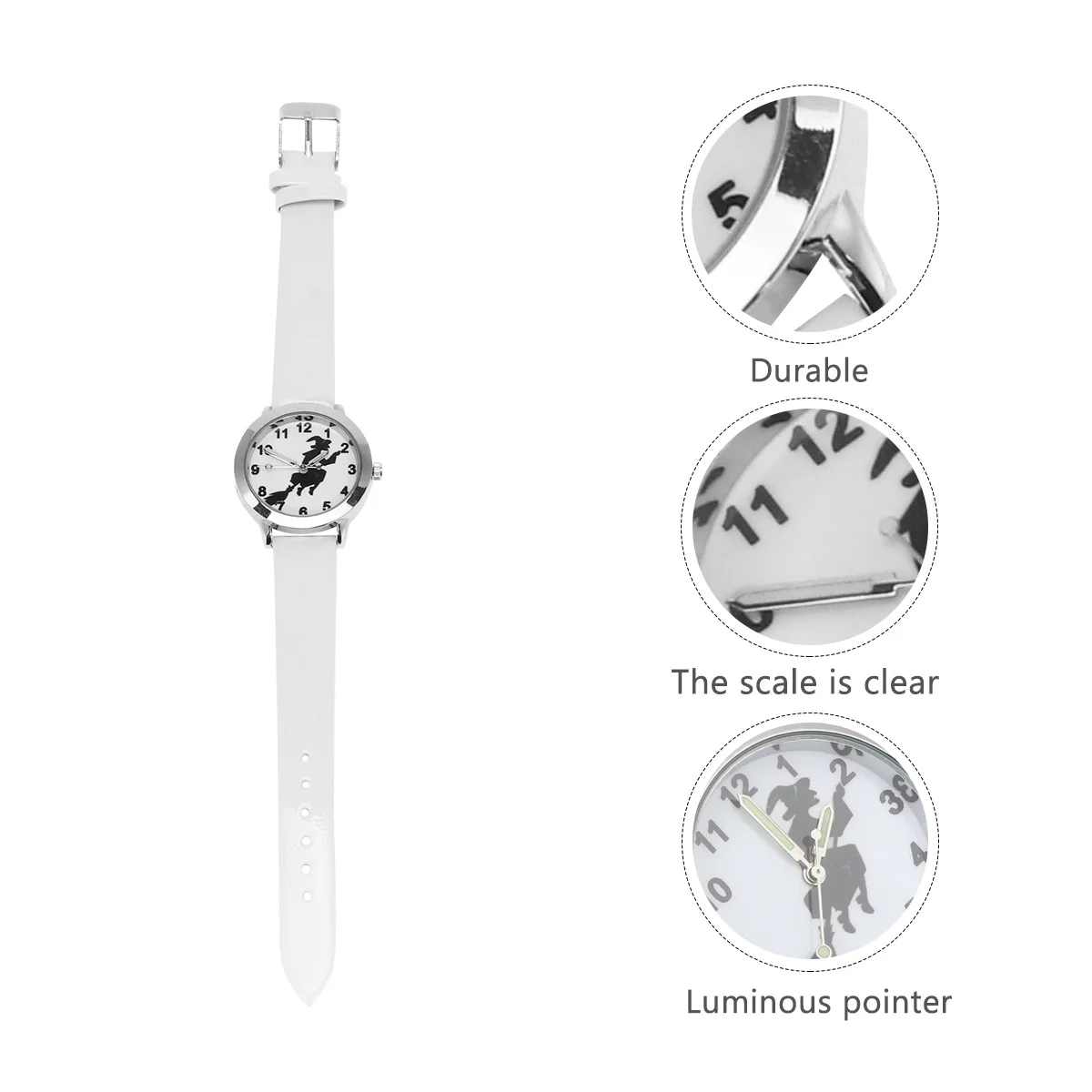Halloween Witch Pattern Quartz Watch Creative Lightweight Durable Comfortable Strap Gift Watch Luminous Hands