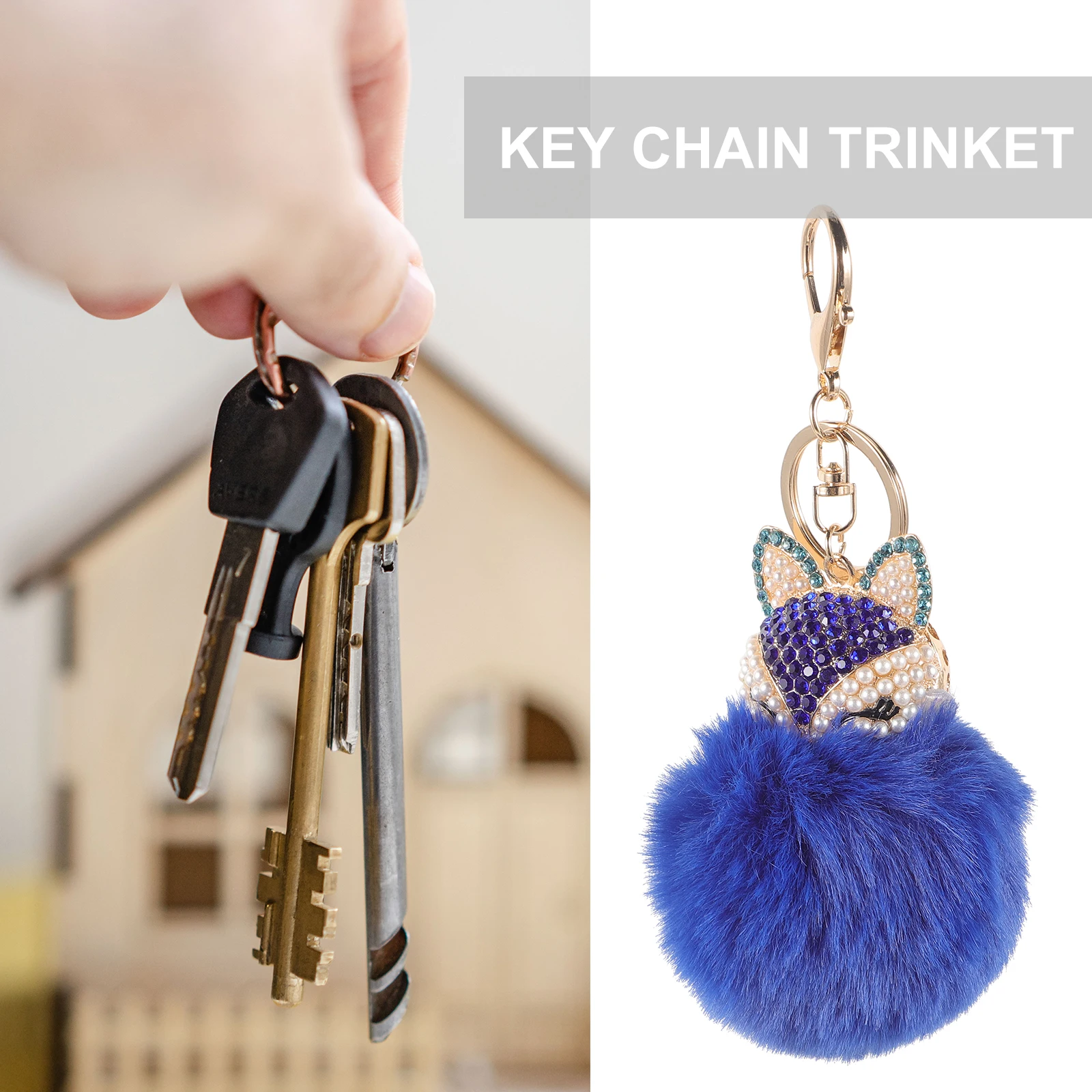 

Keychain Women Bags Adorable Ball Rhinestone Pearl Glossy Elegant Zinc Alloy Anti Rust Non Fading Practical