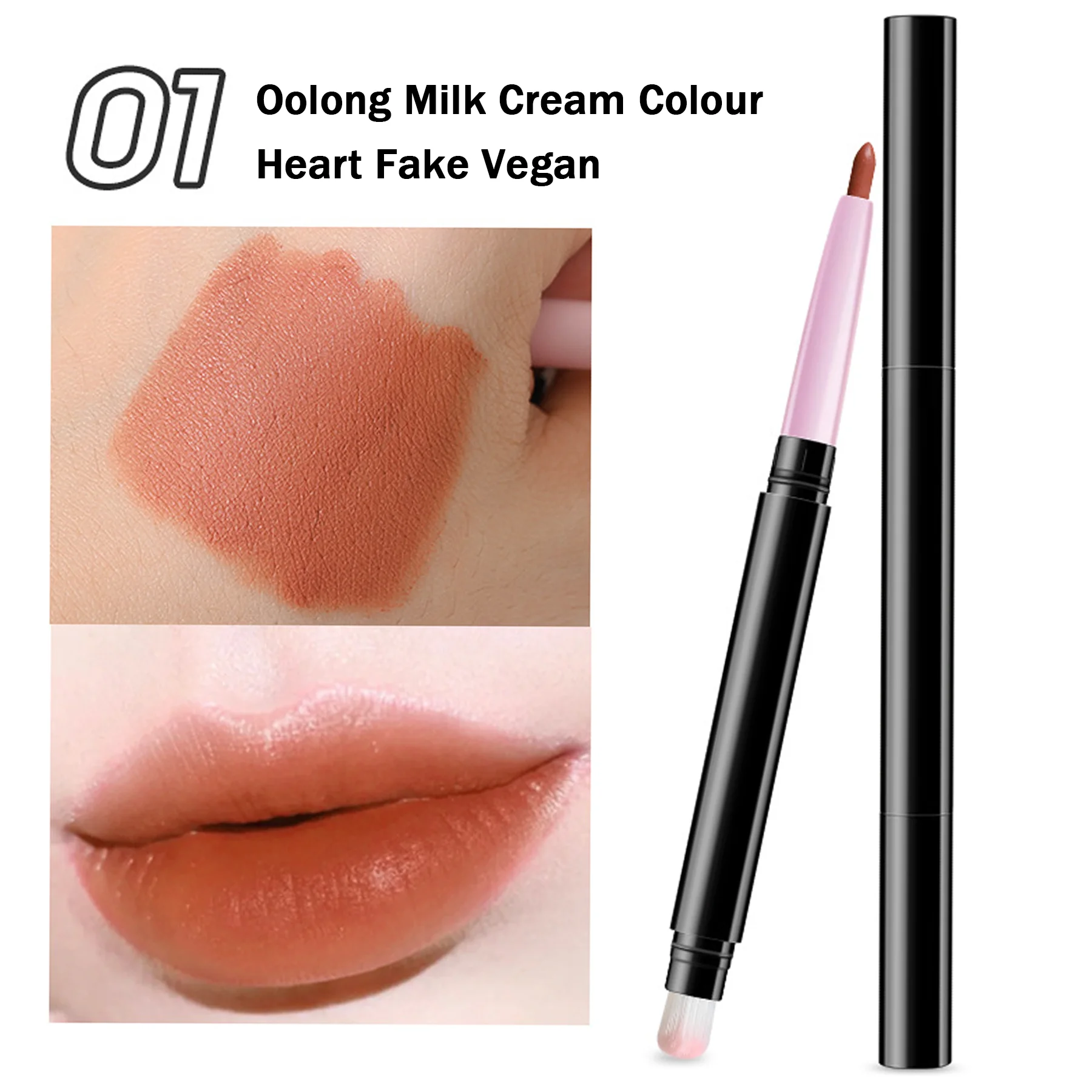 Double lip liner Waterproof long-lasting non-stick glass Lip brush Lip pencil Smudge brush accurately delineate lips