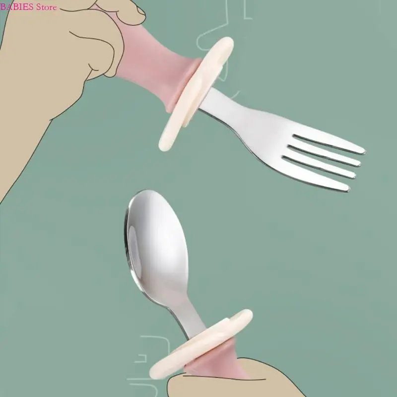 C9GB Unbreakable Toddler Spoon and Fork Set z łańcuchem zapobiegania stratowi ssącej do niezależnej praktyki żywieniowej