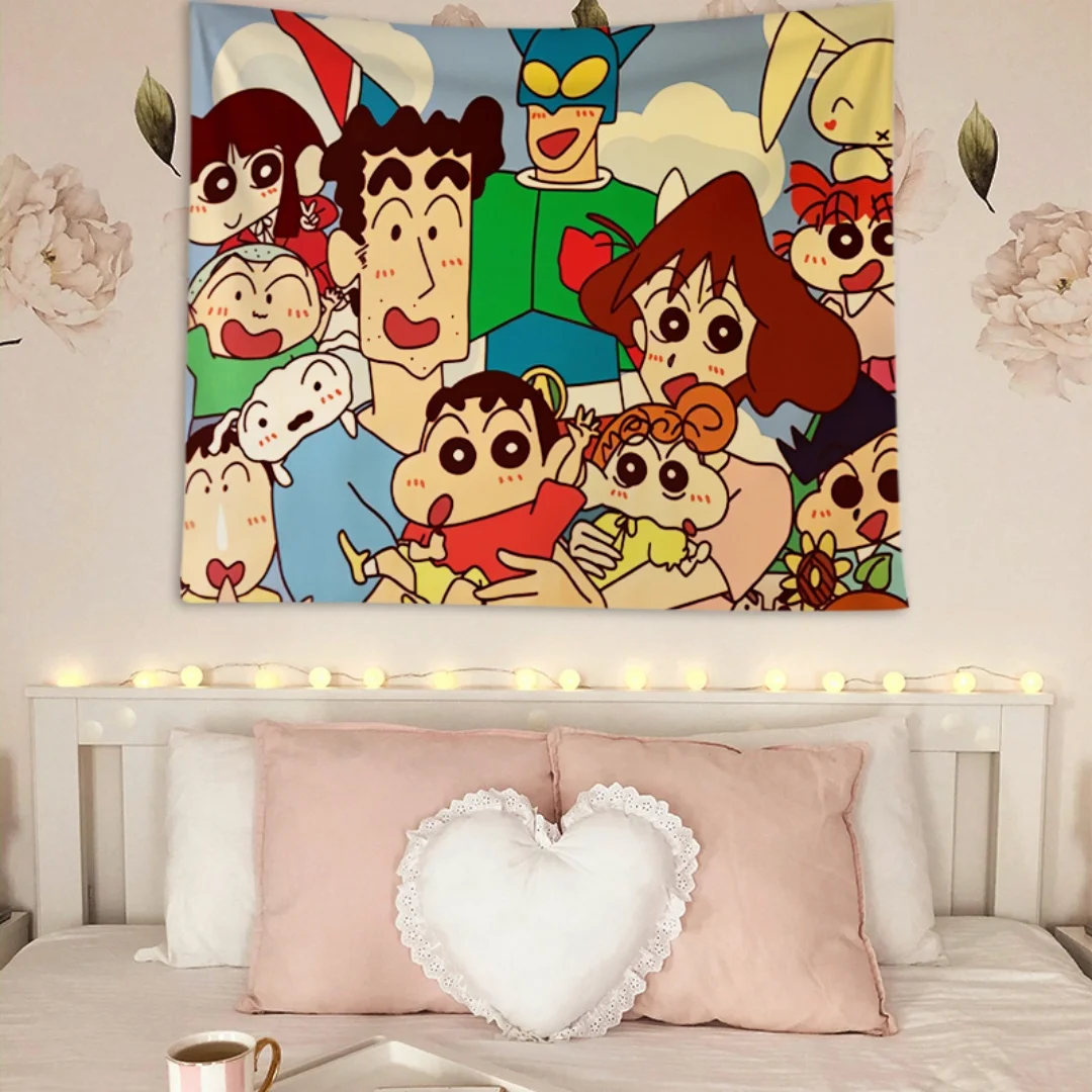 

bedroom rental dormitory bedside living room decoration cloth custom tapestry crayon Shin-chiang cartoon cartoon hanging cloth