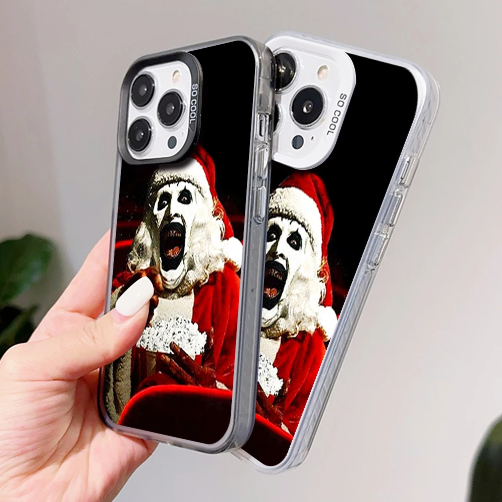 Horror Film T-Terrifier 3 Phone Case For iPhone 16 12 13 14 15 Pro Max Plus Color Electroplated Silver IMD Laser Shell