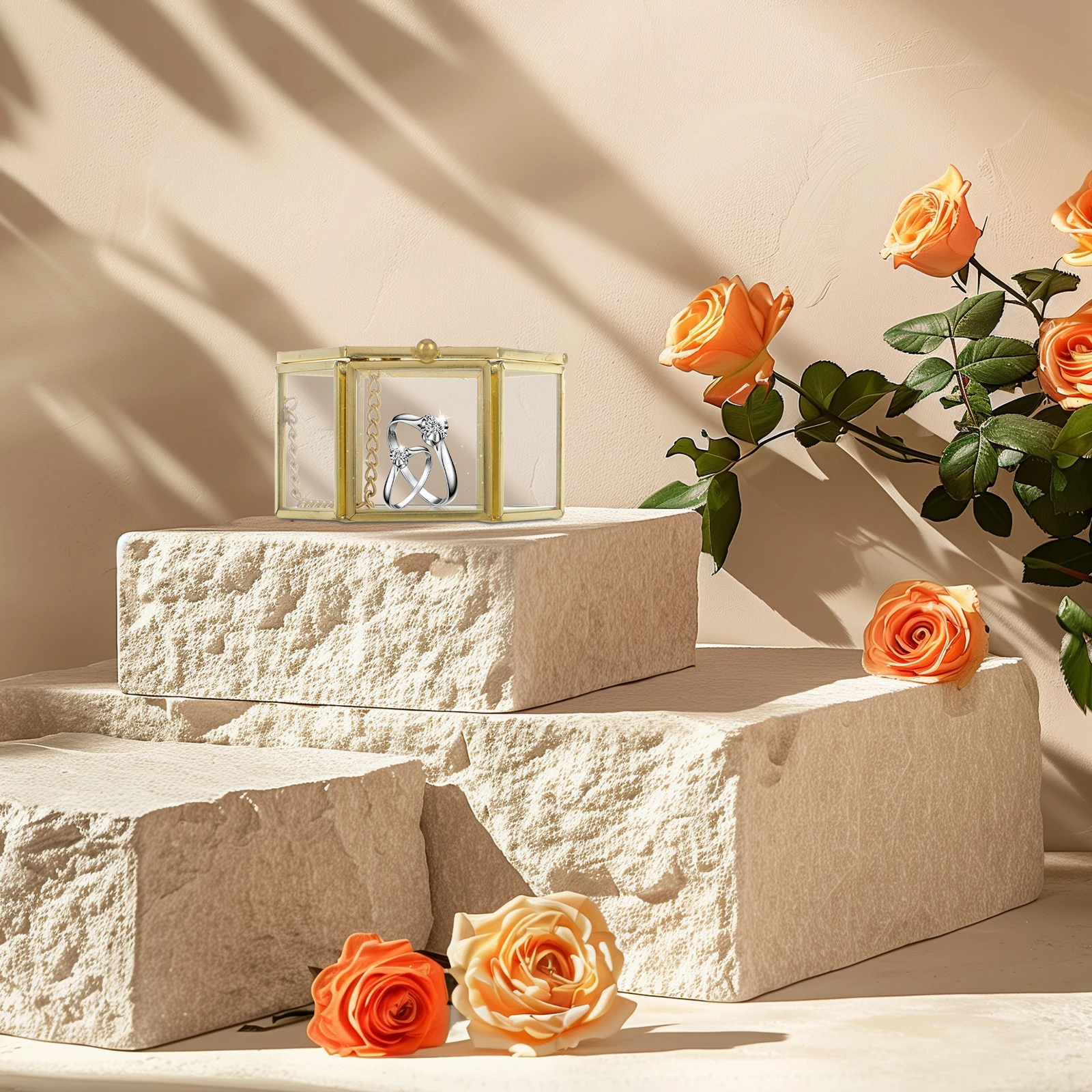 

Коробка для колец с геометрическим рисунком, благородный цвет, дисплей премиум-качества, держатель для сережек, портативный для небольших аксессуаров, решение для подарочной упаковки