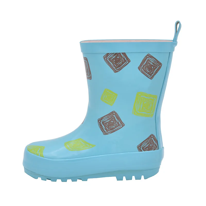 Botas de lluvia de goma para niños y niñas, zapatos impermeables con estampado, a la moda, novedad