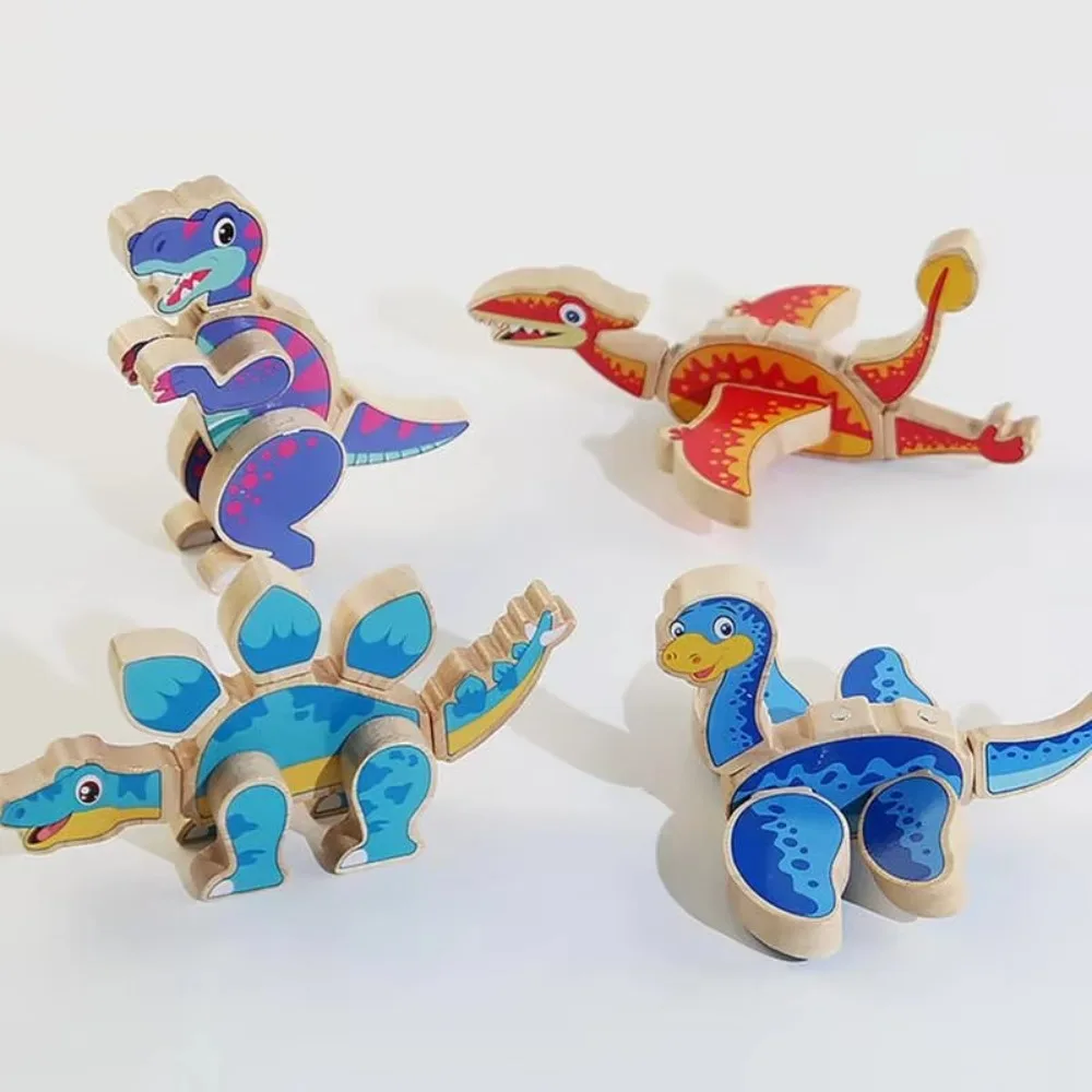 

New Wooden Dinosaur Blocks Magnetic Gifts Animal Building Blocks Puzzles Early Education Wooden Animal Building Blocks for Kids
