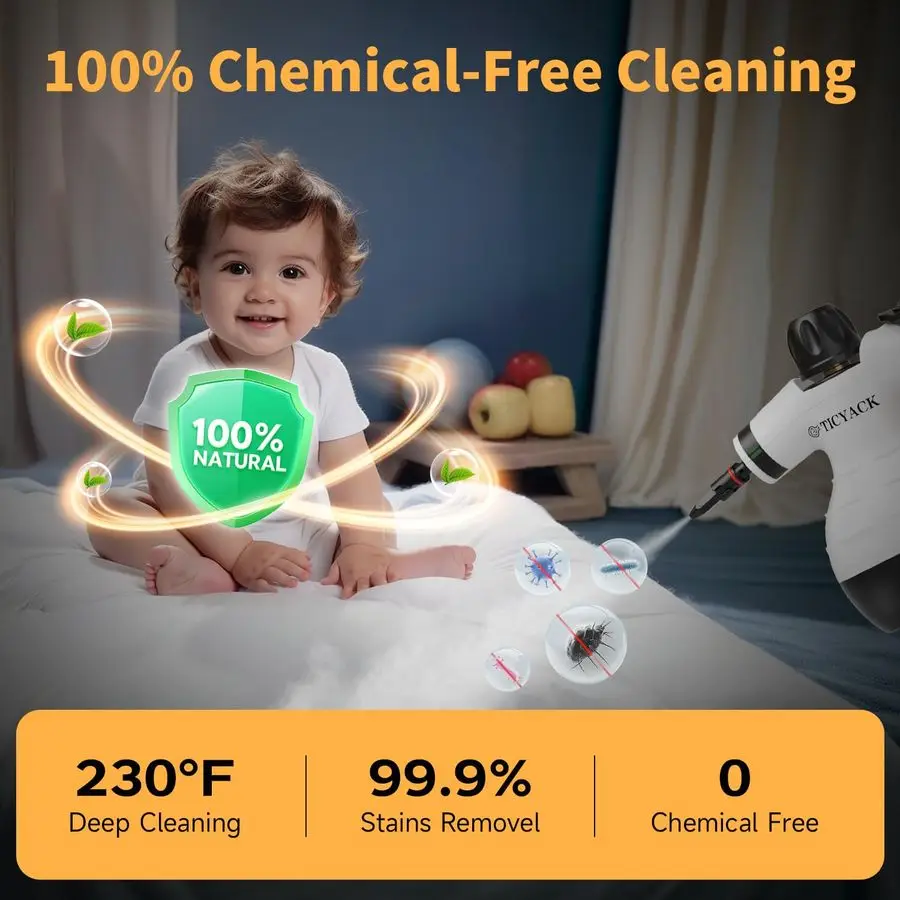 Cleaner, Handheld Steam Cleaner for Home, 16Piece Steam Cleaner Kit with Automatic Steam Switch, Steamer for Kitchen, Bathroom,