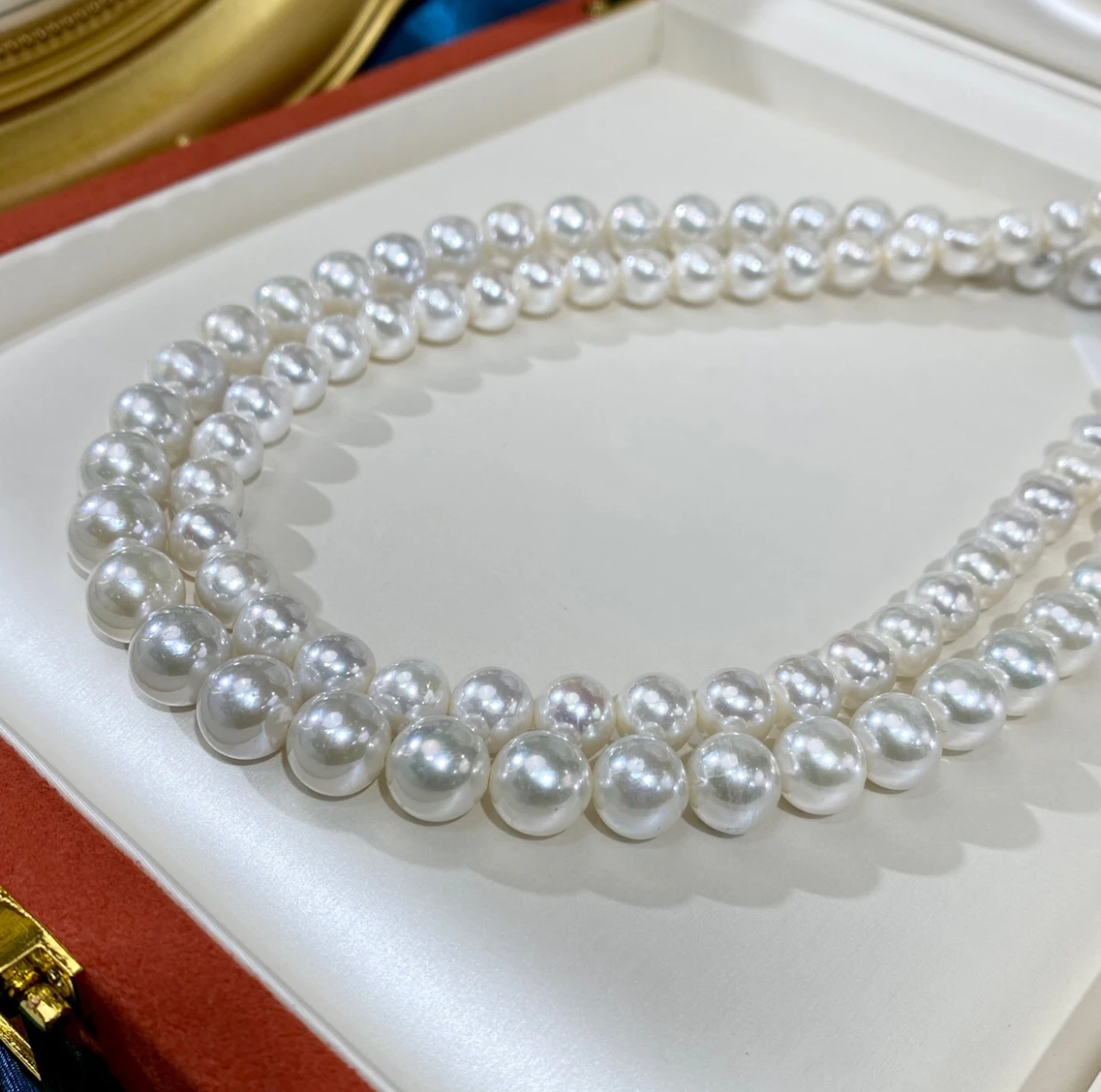 

Light luxury and high-end Japanese freshwater pearl necklace with strong light, nearly round string chain, bright jewelry