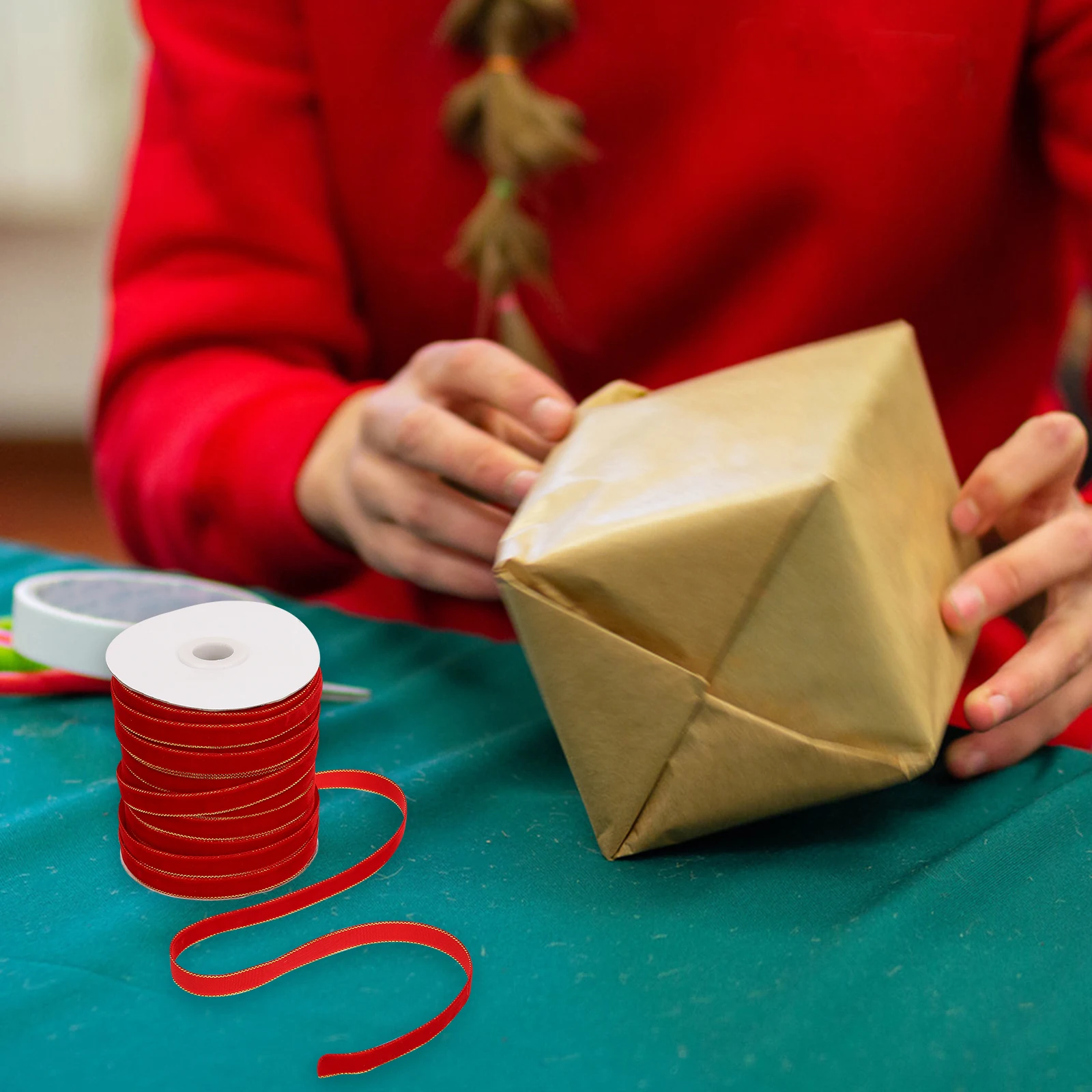 

Velour Ribbon Christmas Decor Gift Wrapping Bow Making Craft 50 Yards Red Velour Fabric