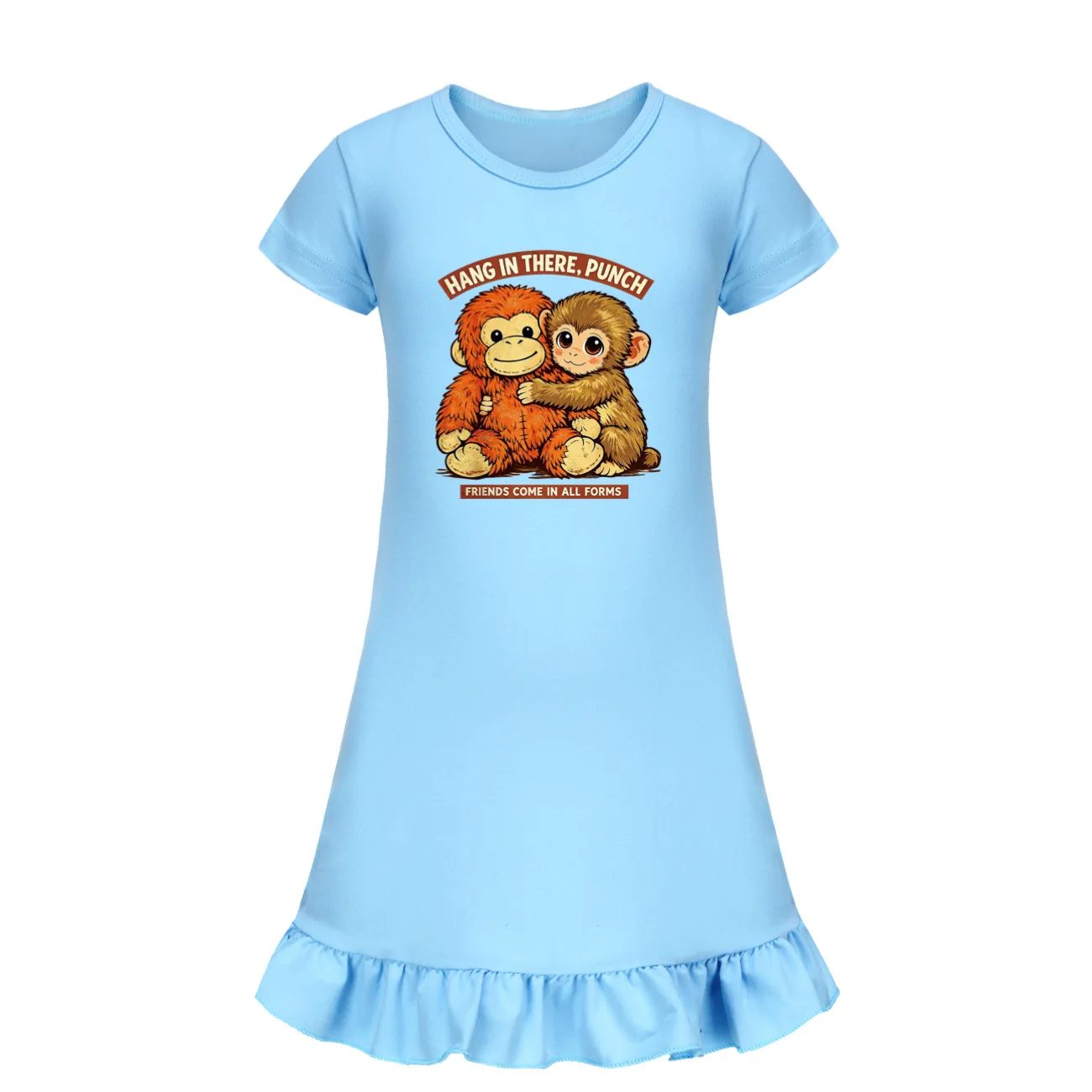 Cartoon Punch Monkey Dress Kids 2026 Summer Casual Dresses Baby Girls Casual Beach Outfits Children Cartoon Nightgowns Sleepwear