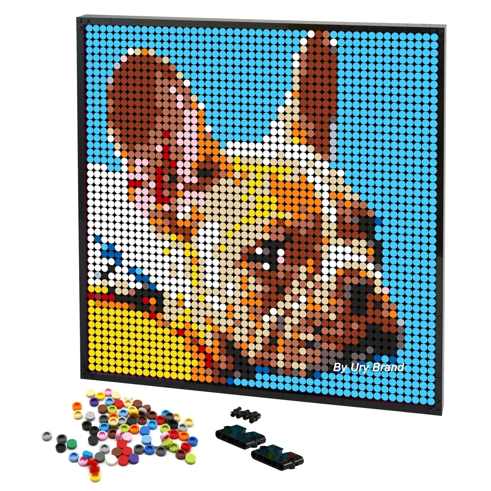 2400+PCS DIY Pixel Art Cool Dog Mosaic Painting By Building Blocks Unique Gift Ideas Pop Cats Portrait Pets Puzzle with Frame