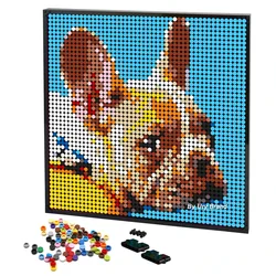 2400+PCS DIY Pixel Art Cool Dog Mosaic Painting By Building Blocks Unique Gift Ideas Pop Cats Portrait Pets Puzzle with Frame