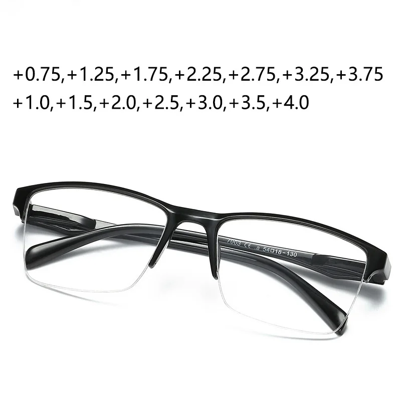 

2021 New Semi-Frame Ultra-Light Resin Hanging Silk Large Square Frame Black Red Reading Glasses For Men And Women