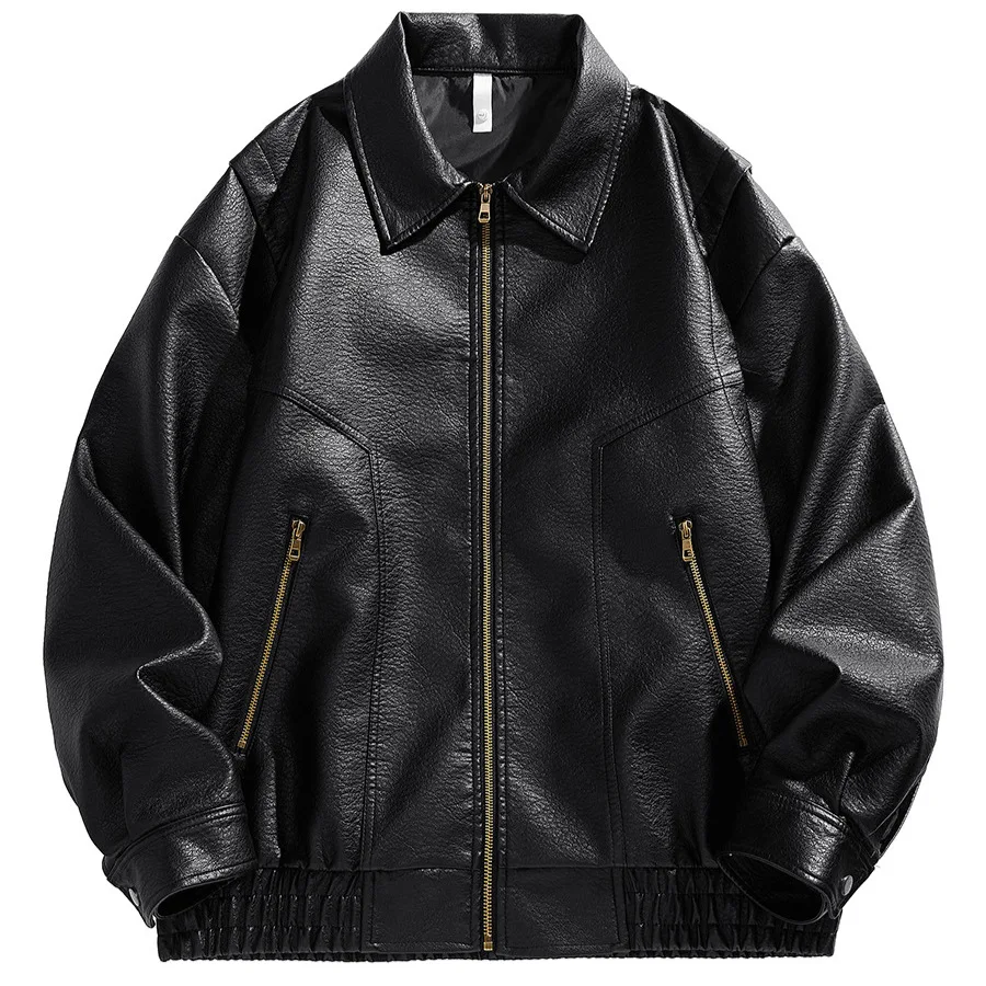 

Lapel Collar Leather Coat New Fashion Slim Men's Leather Clothing Vintage Brown Leather Jacket Men's Bomber Casual Jacket