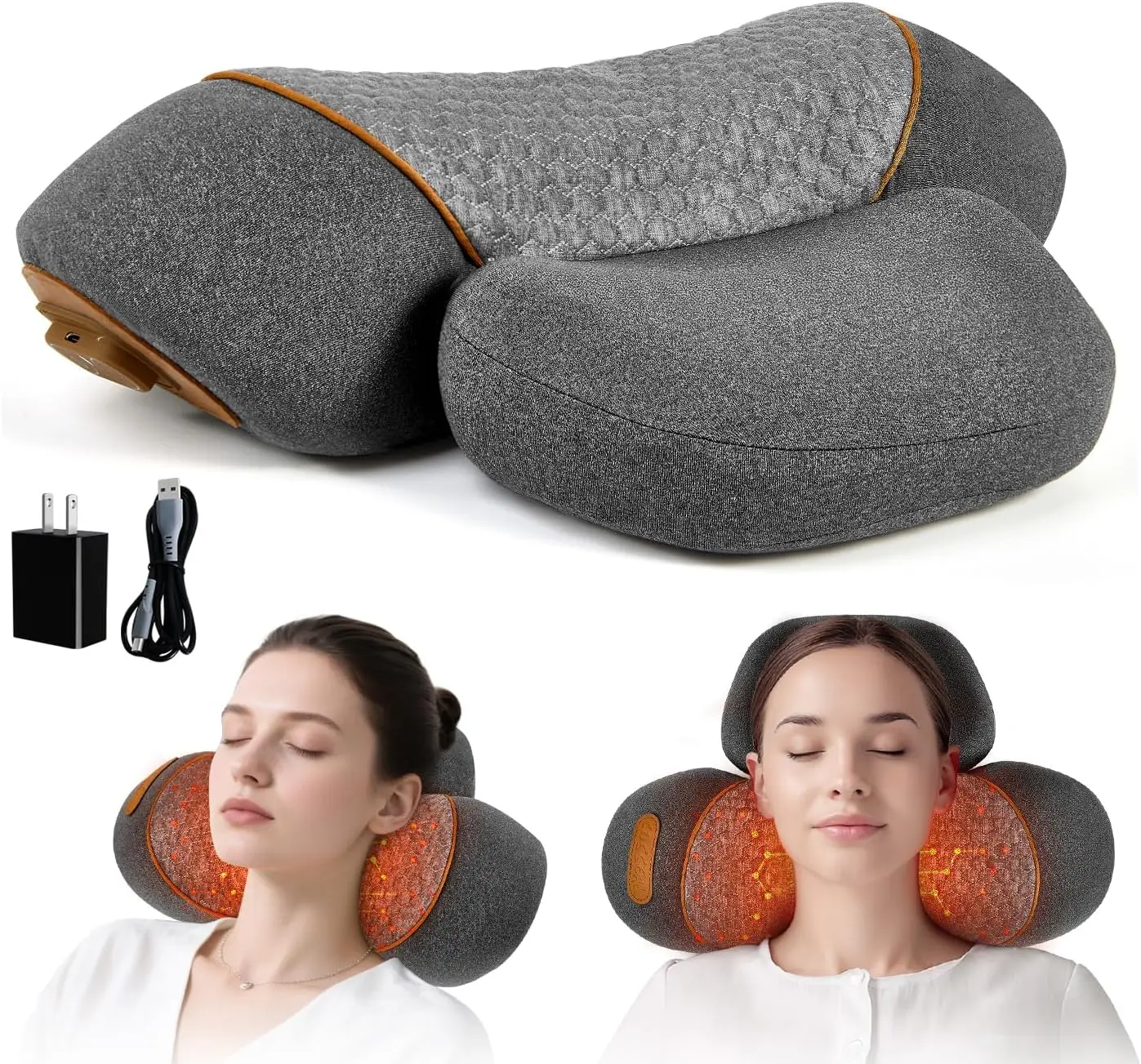 

Rechargeable Neck Massage Pillow with Heating and Traction, Relieves Pain and Corrects Posture