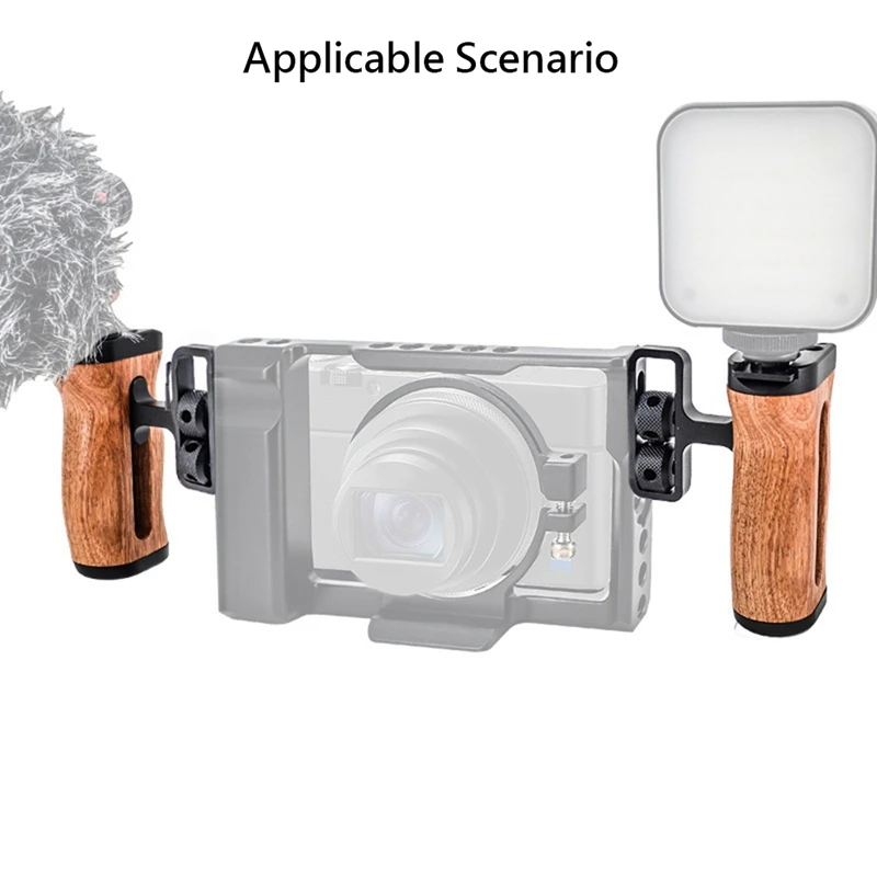 كاميرا قفص اليسار/اليمين الجانب قبضة اليد للصور توسيع قفص مقبض خشبي قبضة الحذاء البارد ل Mic الفيديو الخفيفة