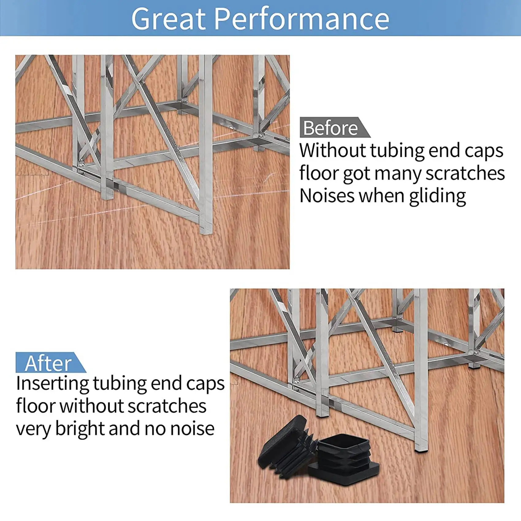 A36T-600Pcs 1 Inch Square Tube End Cap Plastic Plugs Tube End Caps Post Pipe Cap Cover Tubing Insert Chair Glide Plugs