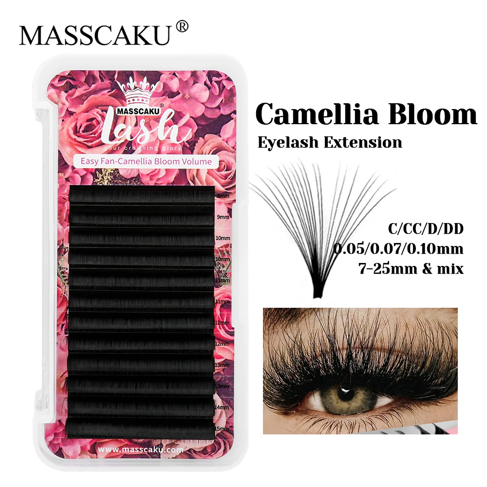 

MASSCAKU C CC D DD Curl Natural Lightweight Camellia Blooming Eyelash 3D Effect Handmade Easy Fanning Eyelashes for Beauty Salon