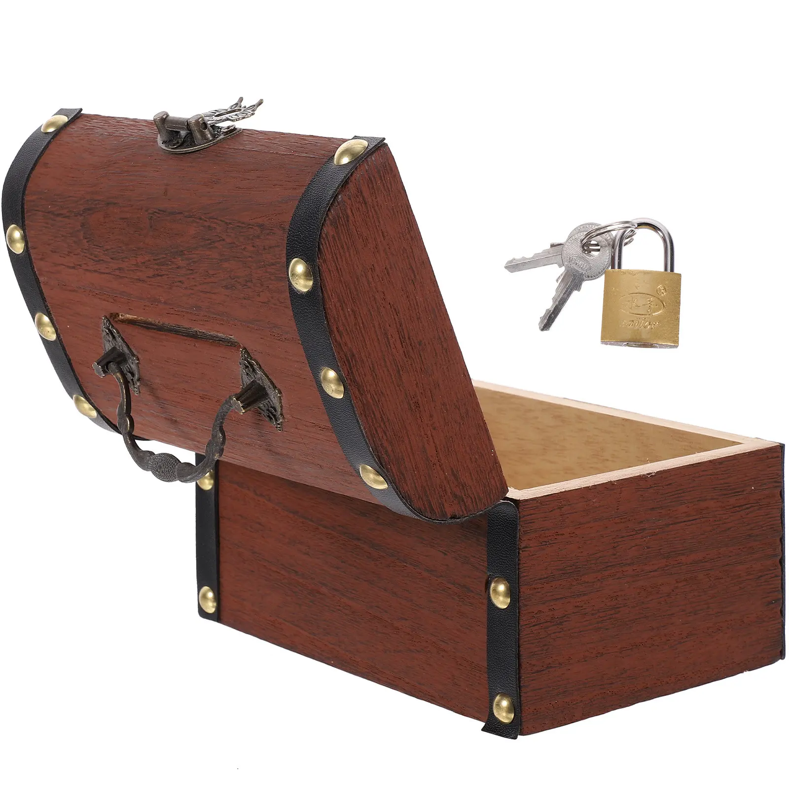 

Деревянная винтажная копилка с замком, подходит для детей, украшение для рабочего стола, копилка большой вместимости