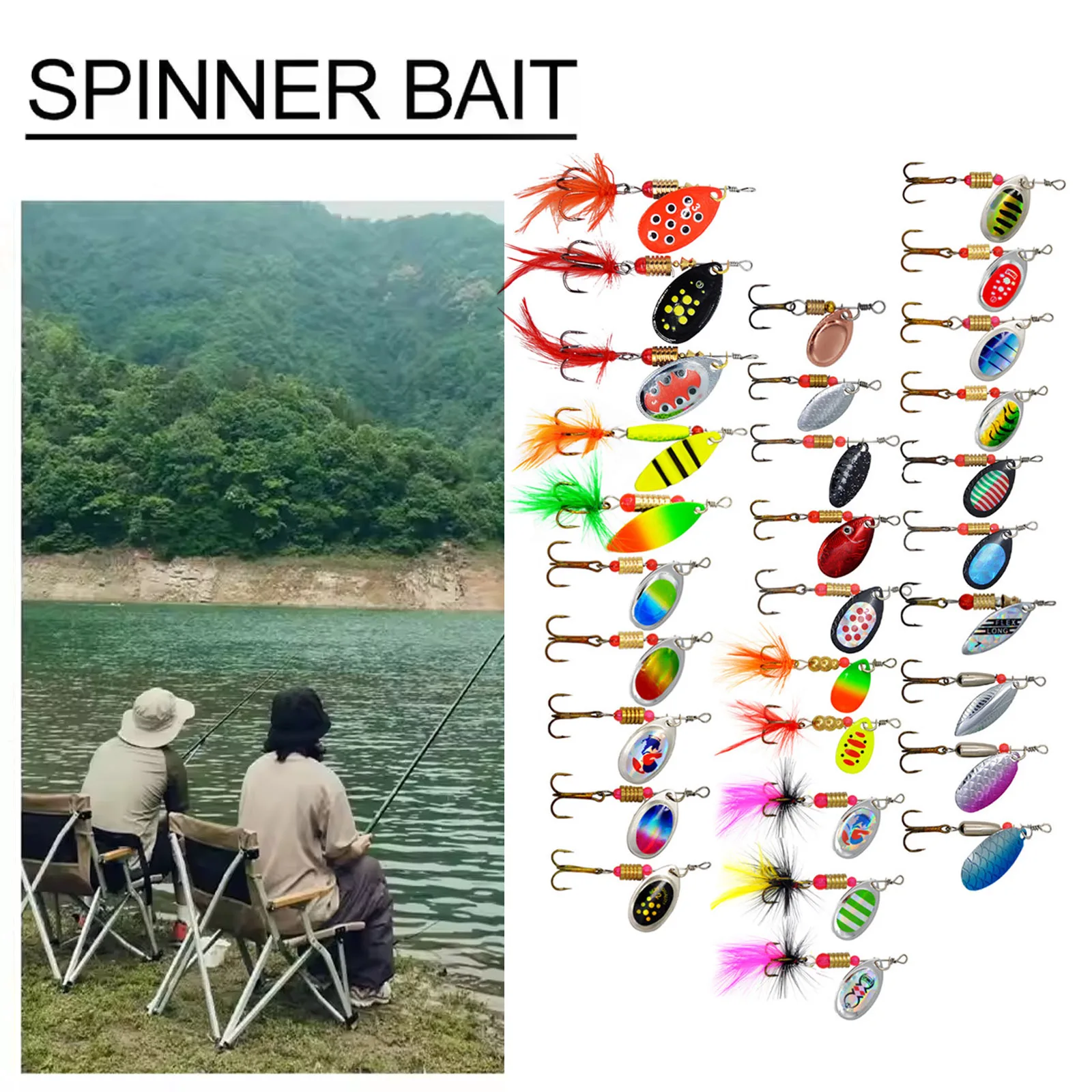 

15/30pcs Fishing Lure Set Artificial Spinner Jigging Lure For Freshwater Saltwater Portable Outdoor Fishing Accessory Fish Hooks