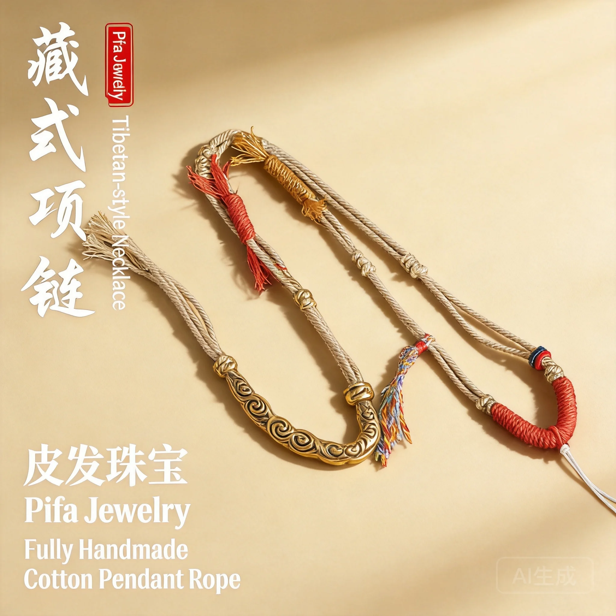 Tibetan Style Hand Woven Cotton Rope Necklace Lucky Blessing Adjustable Pendant Cord For Thangka Amulet Buddha Card Ethnic Chine