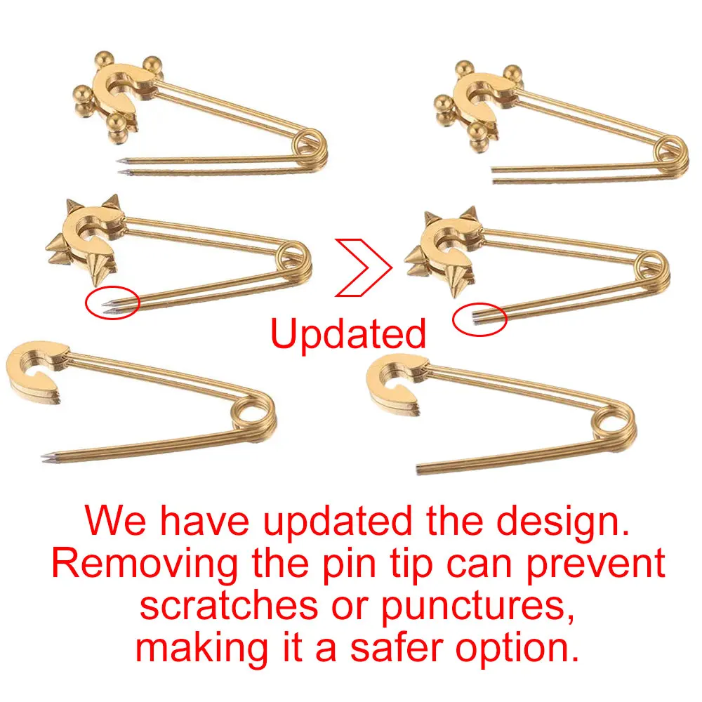 5pcs Stainless Steel Safety Pins Pins for Clothes Sewing Brooch Gold Plated DIY Badge Craft Findings Jewelry Making Supplies