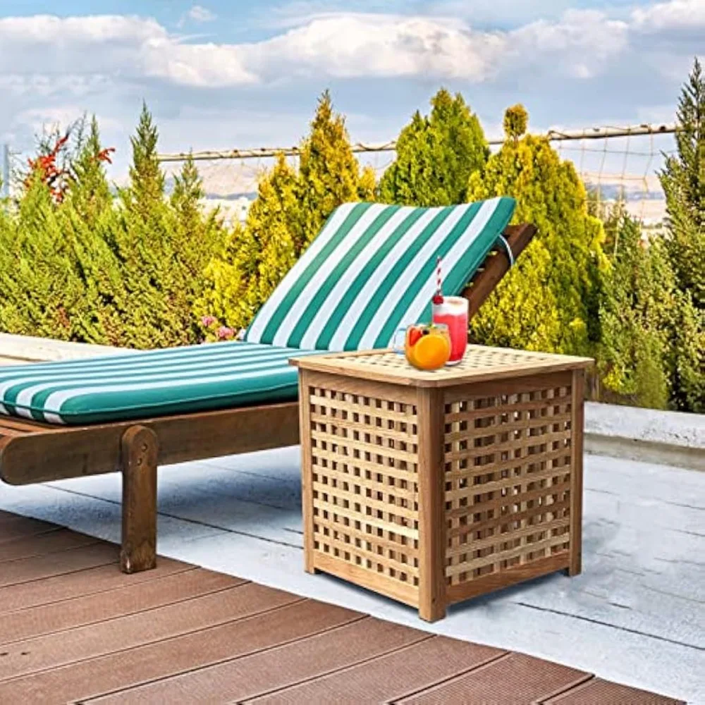 Holzgitter Beistell tisch für drinnen/draußen für Boho Ecke Terrasse Wohnzimmer Ablage fach Deck Box für Kissen Spielzeug