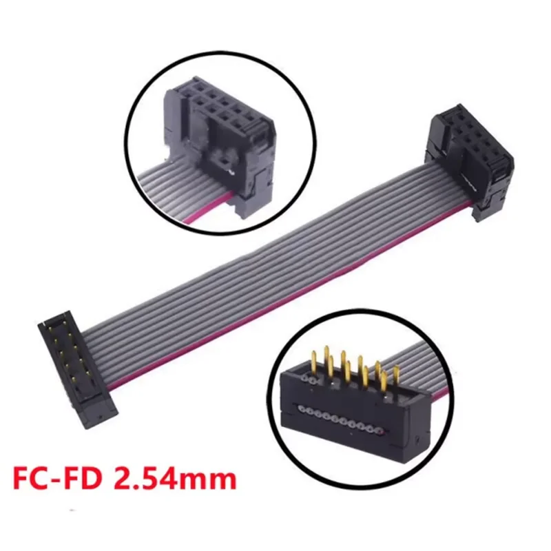 1 قطعة FC-FD DC4 IDC 2.54 مللي متر الملعب ذكر إلى موصل سالب 6/8/10/12/14/16/20/24/26/30/34/40 دبوس شريط مسطح أسفل كابل البيانات #1