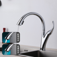 Electroplating hot and cold kitchen faucet universal pull-out sink vegetable basin faucet swan arc faucet splash-proof