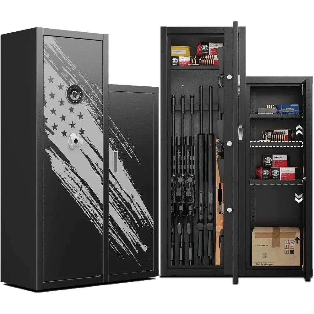 8-10 Rifle Capacity Home Gun Safe with 4 Pistol Compartments and Adjustable Shelves for Shotguns and Ammunition