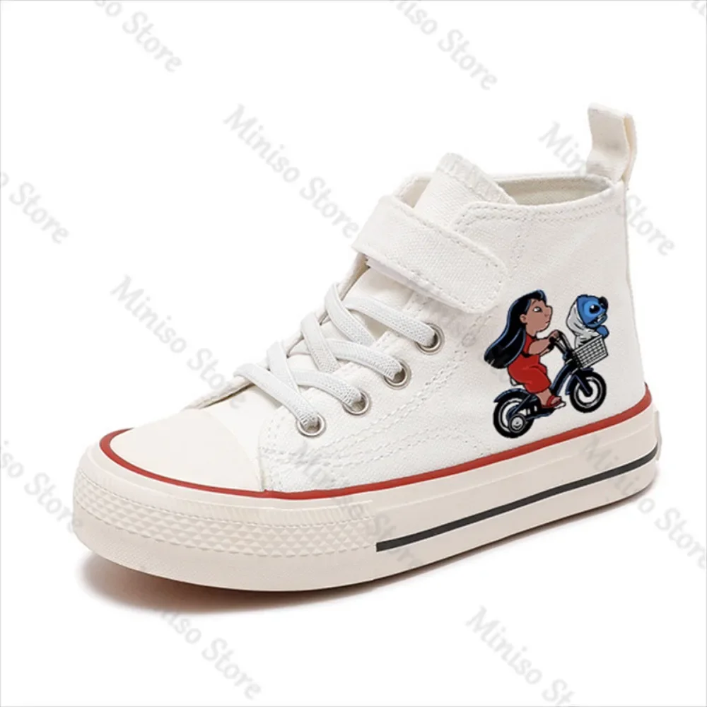 Chaussures de sport montantes CAN o Stitch pour enfants, toile de dessin animé Disney, chaussures confortables décontractées, chaussures de tennis imprimées pour enfants, toutes saisons, garçons et filles