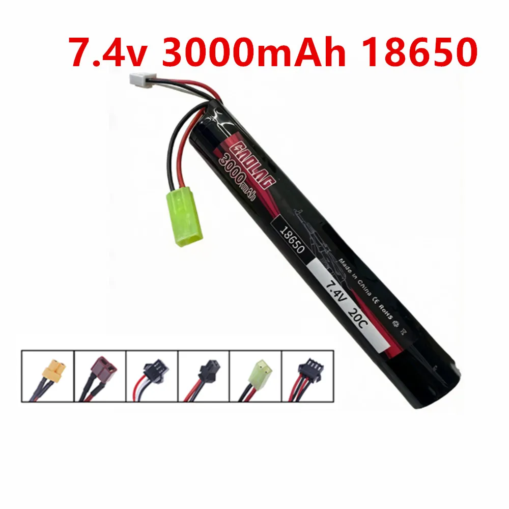 For AKKU Mini Airsoft Gun Battery 7.4v 2S 3000mah 18650 RC model Battery With Tamiya/T/SM/XT30 Plug high capacity battery