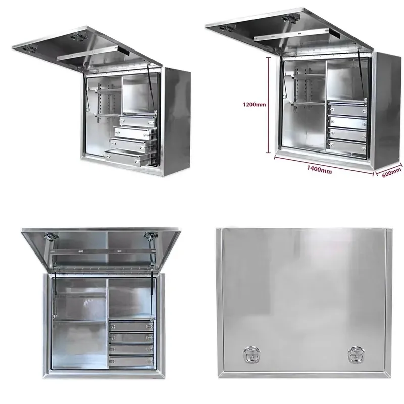1400x600x1200mm Aluminum Truck Tool Box Bed Case with Flat External Accessories Multi-purpose Storage Container