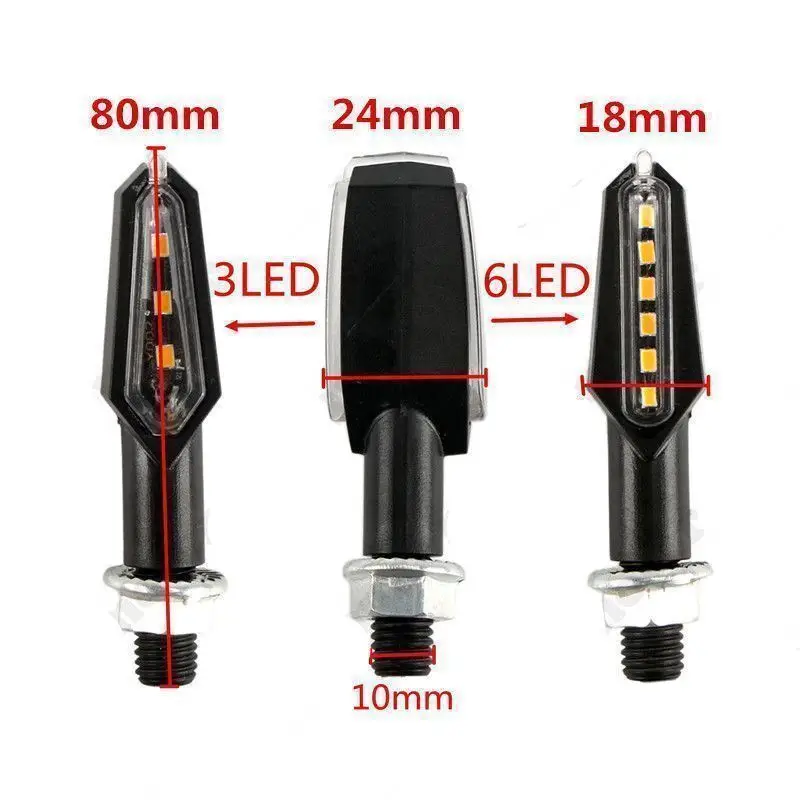 Motorcycle LED Turn Signal Lights Amber 12V 10mm Mini Moto Indicator Lamp Universal Double-Sided Front Rear Turn Signal Lights