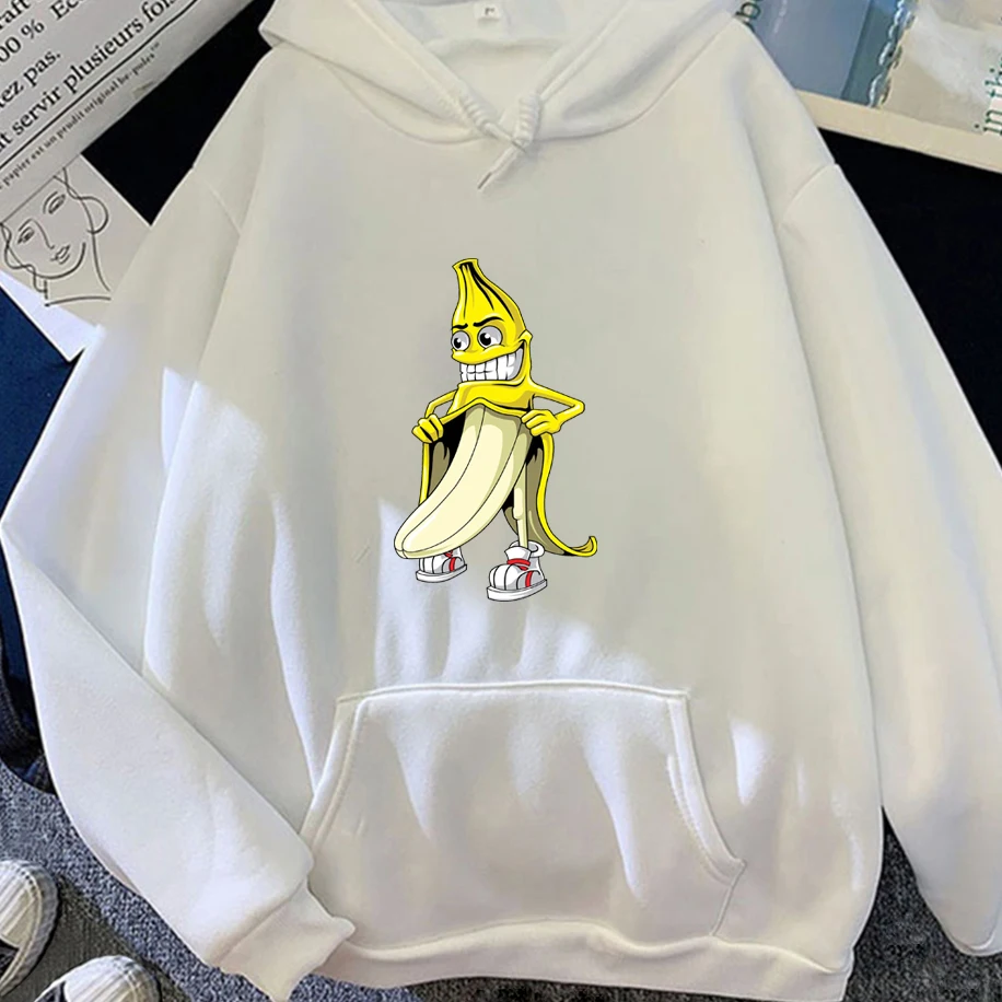 

Funny Banana Design Print Men Women Hoodie Cartoon Street Fashion Graffiti Unisex Top Simple Loose Casual Hip-hop Sweatshirt